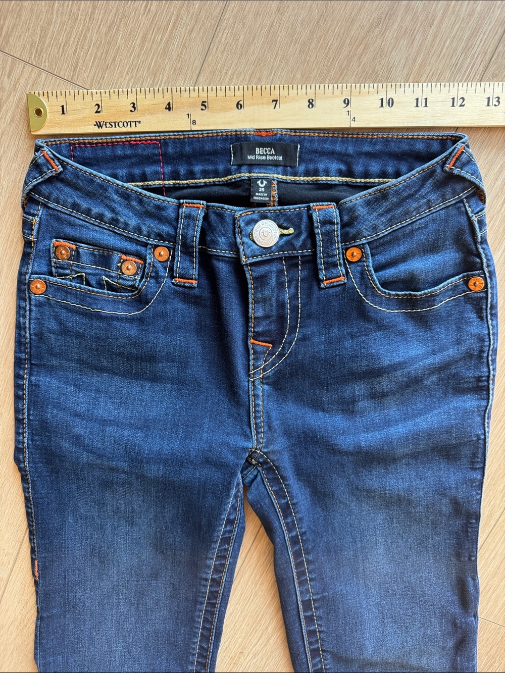 True Religion Becca Mid Rise Bootcut Jeans Indigo Size 25 - Picture 14 of 16